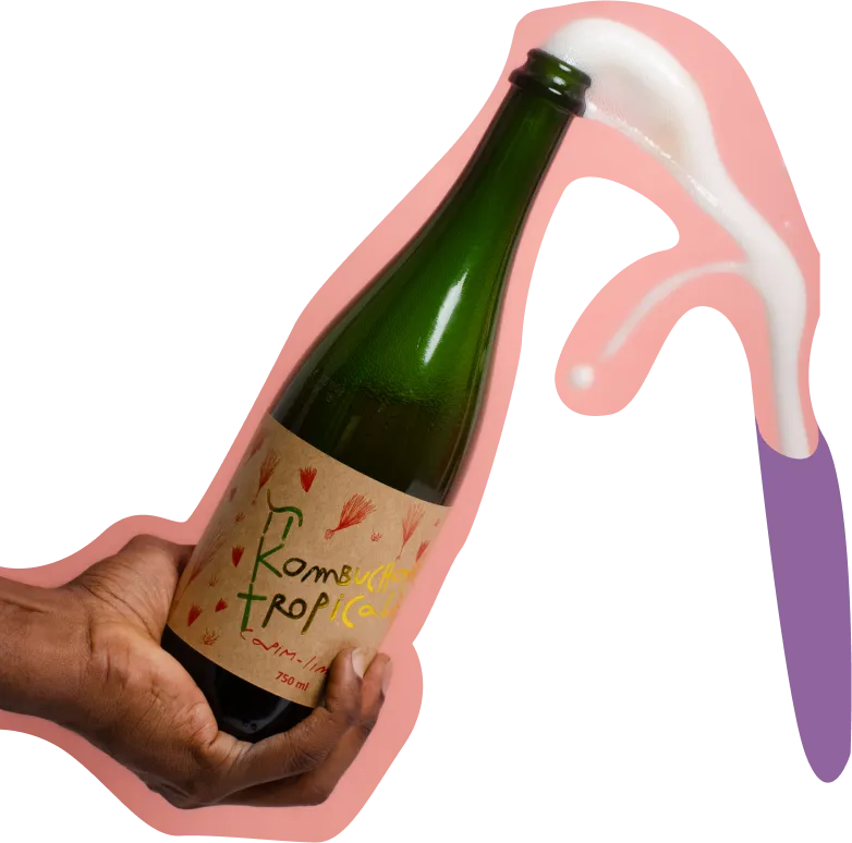 Garrafa de Kombuchampanhe 750ml espumando